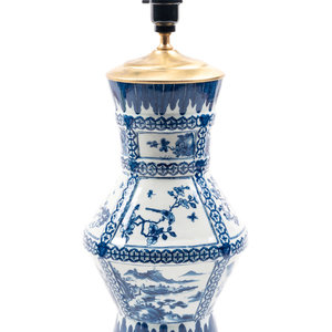 Appraisal: A Blue and White Chinoiserie Porcelain Table Lamp th Century