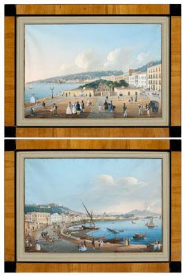 Appraisal: Pair fine Italian gouaches two views of the Bay of