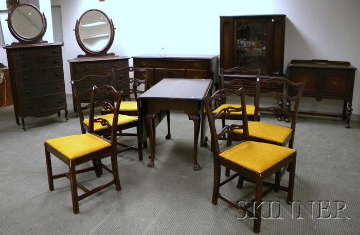 Appraisal: Twelve Pieces of Assorted Reproduction Furniture a Chippendale-style carved mahogany