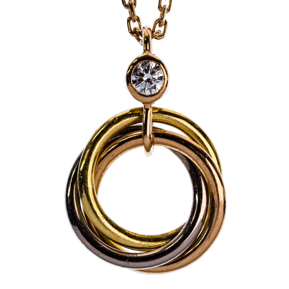 Appraisal: CARTIER K TRI-COLOR GOLD TRINITY PENDANT AND NECKLACEAttached tri-color gold