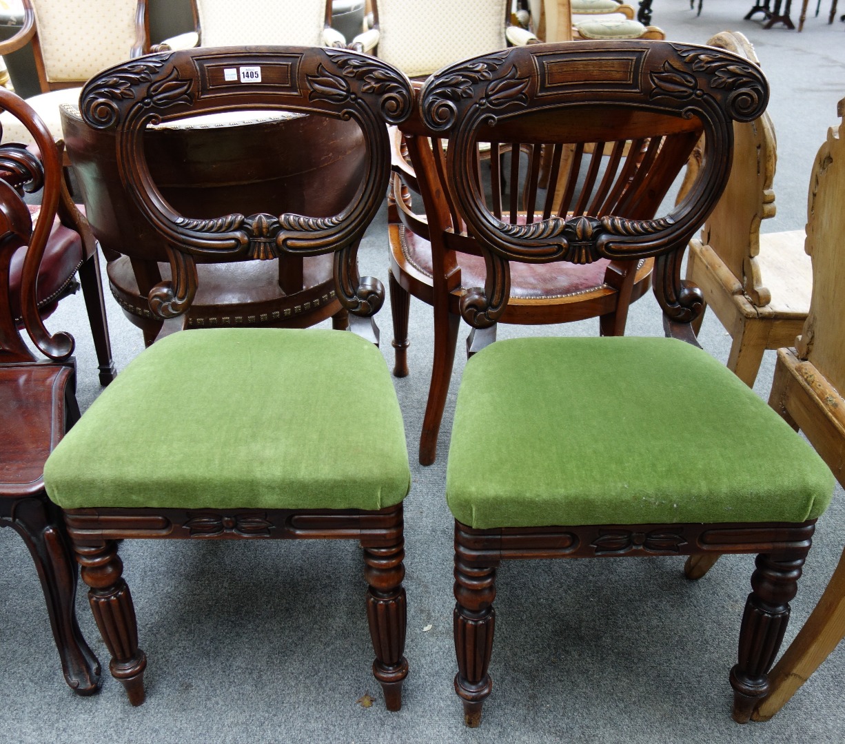 Appraisal: A pair of mid th century solid rosewood single chairs