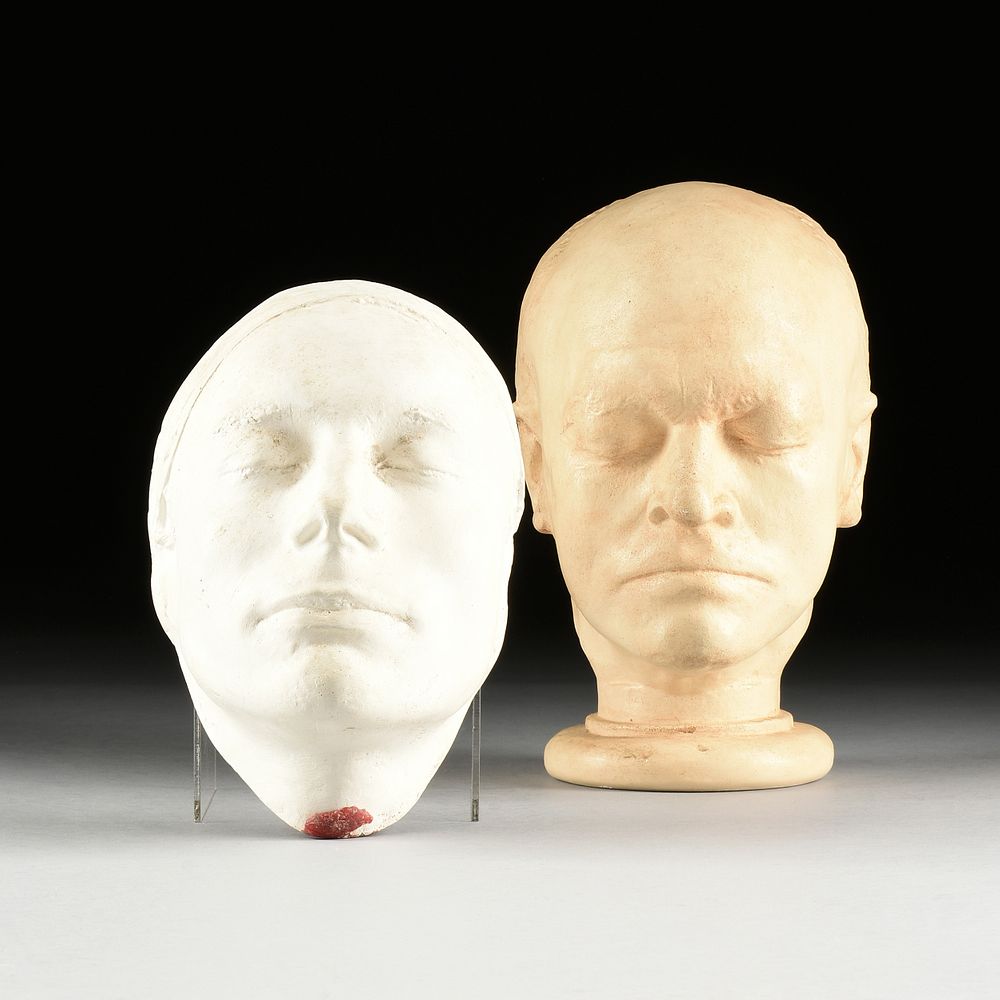 Appraisal: A GROUP OF TWO ENGLISH PLASTER LIFE MASK REPLICAS OF