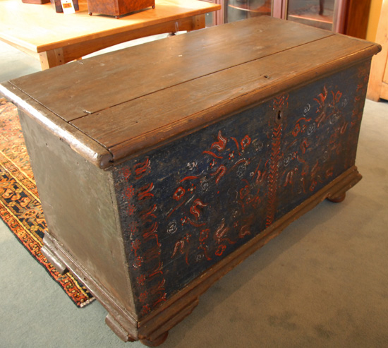 Appraisal: A L th C Lift-Top Chest dovetailed with rose-cut nails