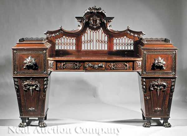 Appraisal: An Antique English Carved Mahogany Sideboard in the Chippendale Taste