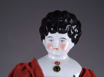 Appraisal: RARE CHINA DOLL A black lowbrow china on a replacement