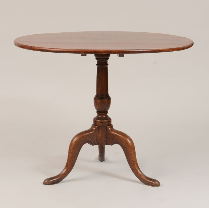 Appraisal: George III Burl Walnut and Oak Tripod Table x in