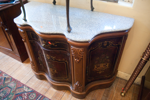 Appraisal: FRENCH STYLE GRANITE TOPPED PAINTED SIDEBOARD