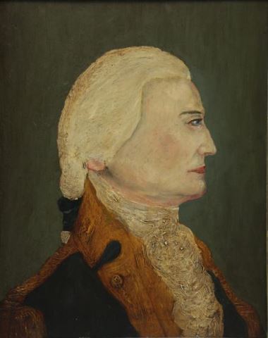 Appraisal: Primitive th C Oil on Wood Panel Portrait ofGeorge Washington