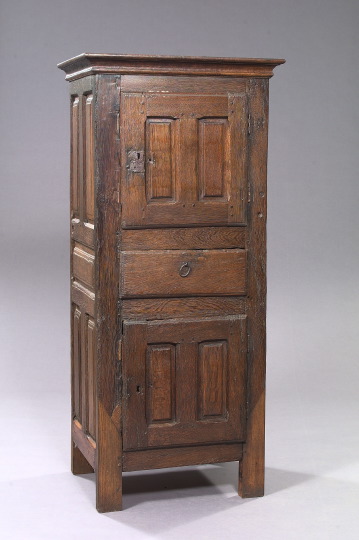 Appraisal: Early Framed and Raised Paneled Continental Oak Storage Cabinet late