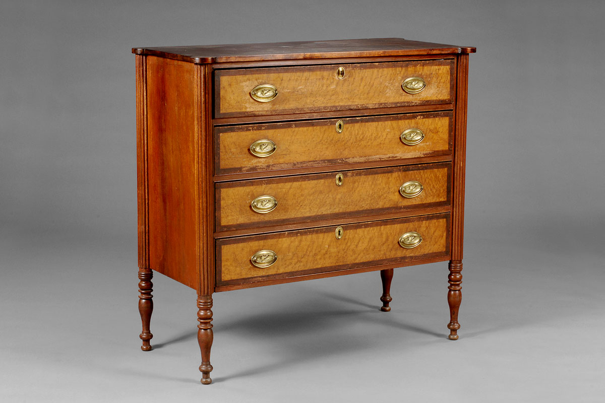 Appraisal: NEW HAMPSHIRE SHERATON STAINED AND FAUX-PAINTED CHEST OF DRAWERS The