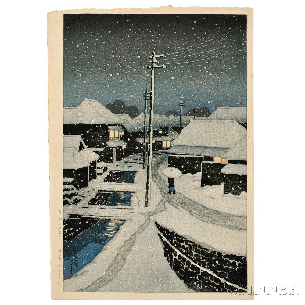 Appraisal: Kawase Hasui - Evening Snow at Terashima Japan Winter limited