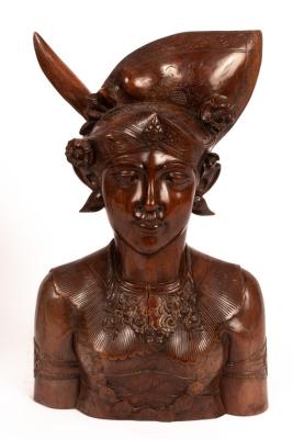 Appraisal: A Barle carved wood figure of a female bust in