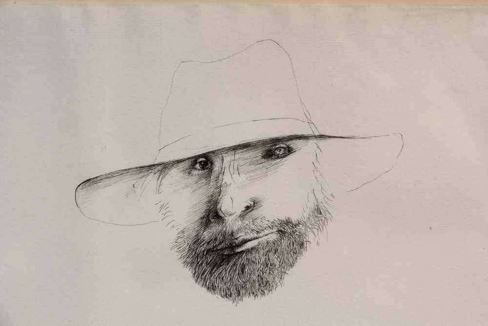 Appraisal: INK DRAWING-by Leonard Baskin American - 'Portrait of Bernard Berenson'