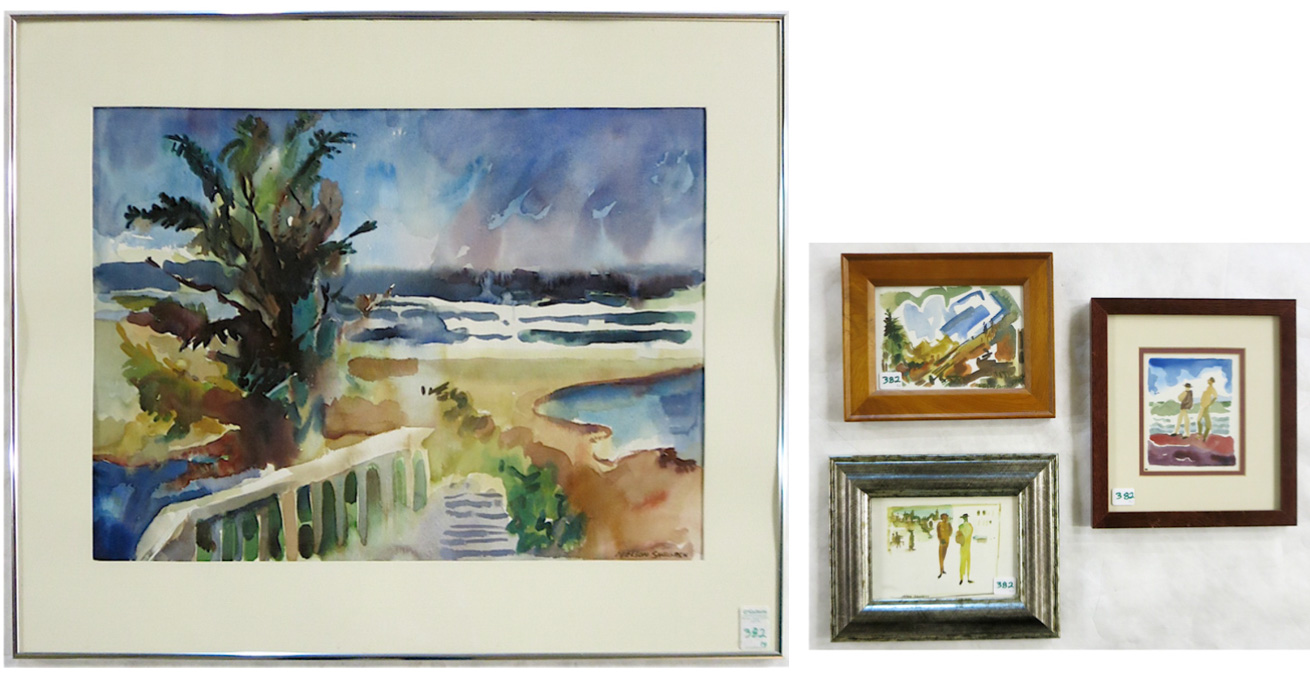 Appraisal: NELSON SANDGREN FOUR WATERCOLORS Oregon - From the Veranda at