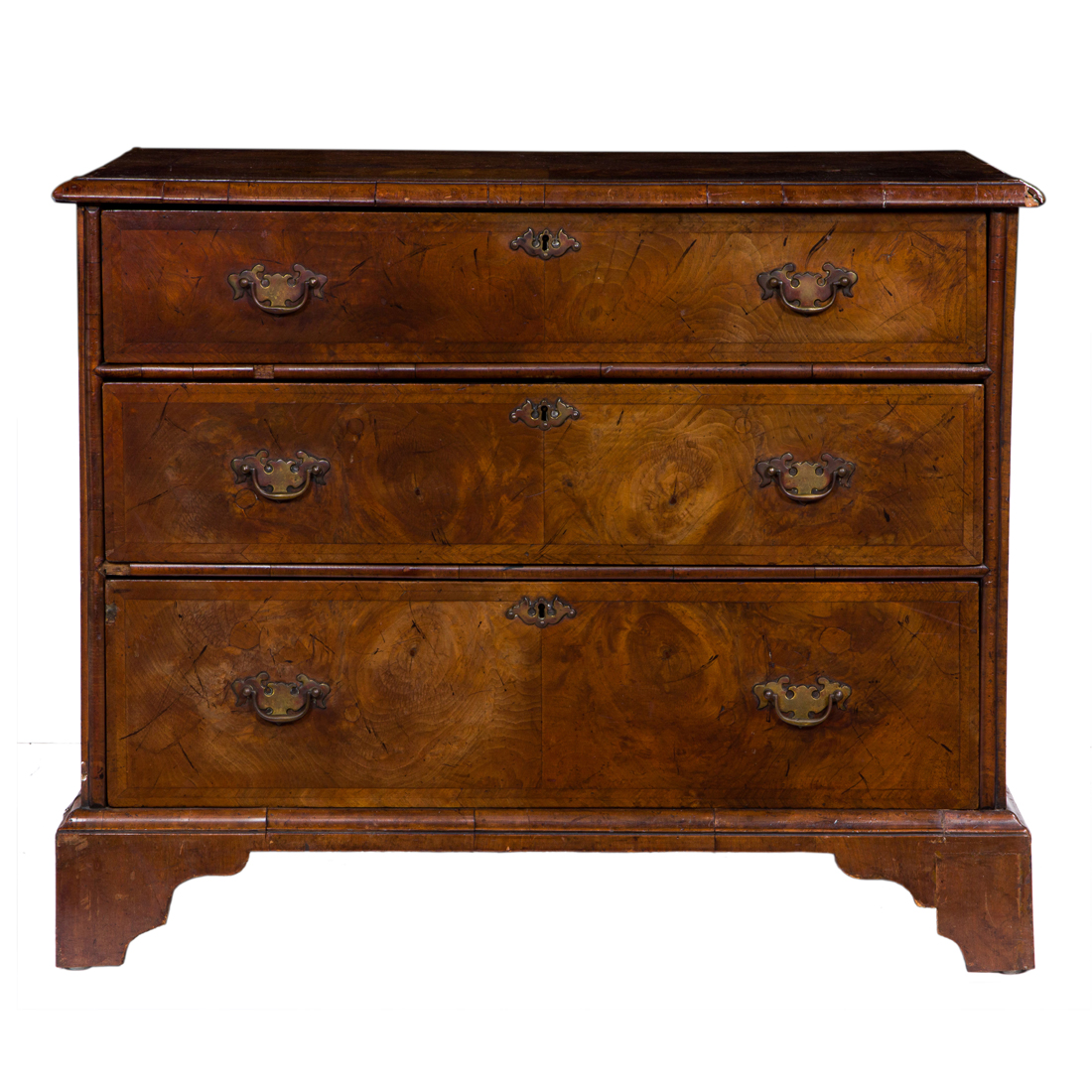 Appraisal: A GEORGE I OYSTER BURL WALNUT CHEST OF DRAWERS A