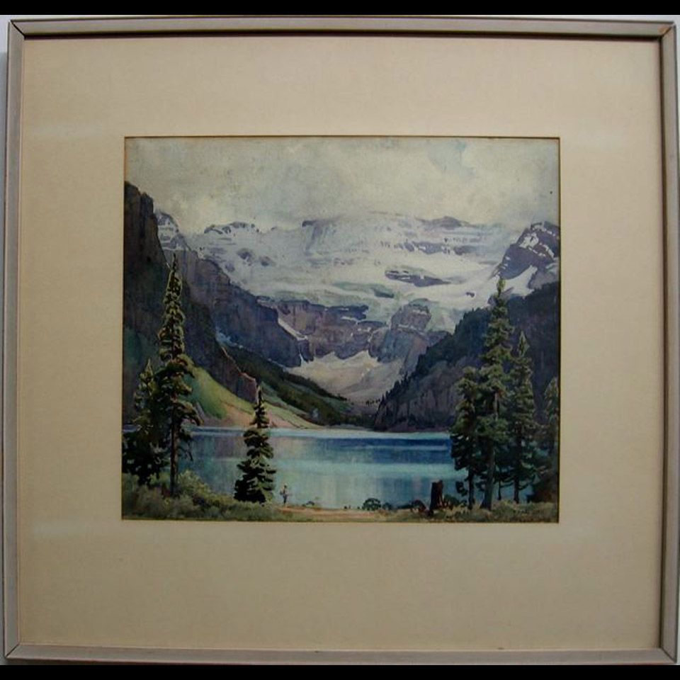 Appraisal: FREDERICK HENRY BRIGDEN - CANADIAN LAKE LOUISE WATERCOLOUR x cm