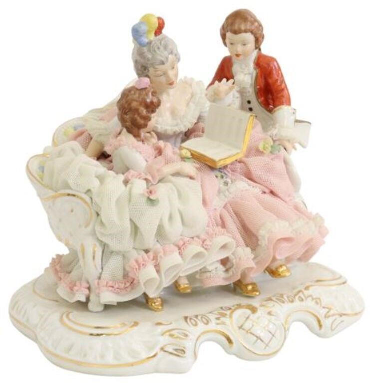 Appraisal: German Dresden lace porcelain figural group Mother Reading to Children