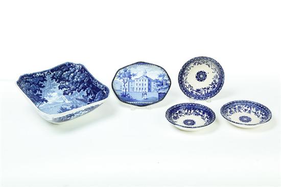 Appraisal: FIVE PIECES OF TRANSFERWARE England mid th century Two pieces