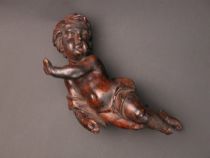 Appraisal: Hand Carved Cherub Element ca th Century Carved from a