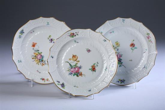 Appraisal: TWELVE PIRKENHAMMER PORCELAIN DINNER PLATES Circa Molded border gilt rims