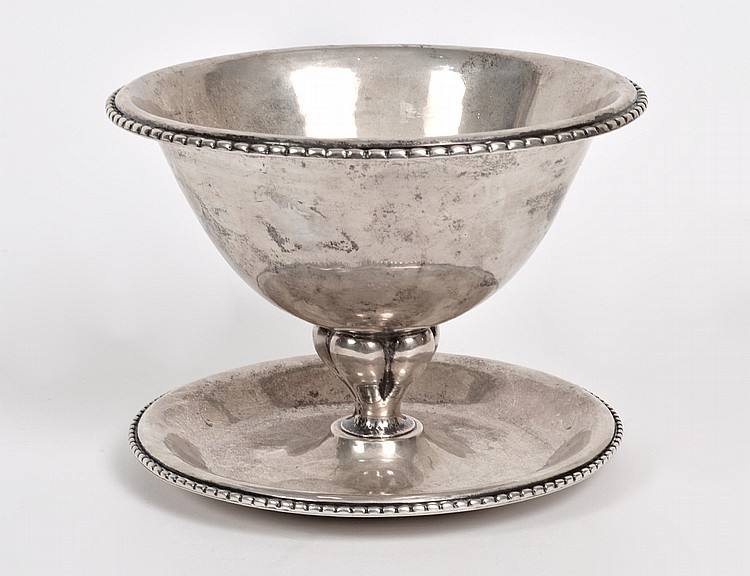 Appraisal: GEORG JENSEN SILVER BOWL ON STANDEarly th Century Underside marked