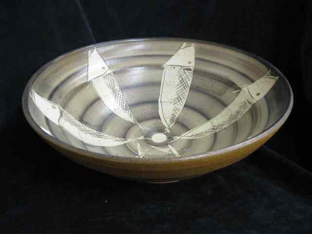 Appraisal: Ron Meyers Southern Pottery Bowl fish decor '' diameter ''