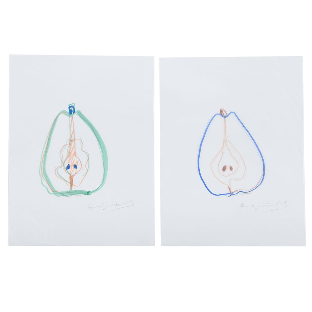 Appraisal: Andy Warhol Pair of Pears American - Marker sketches on