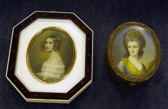 Appraisal: A PORTRAIT MINIATURE within an octagonal frame five other miniatures