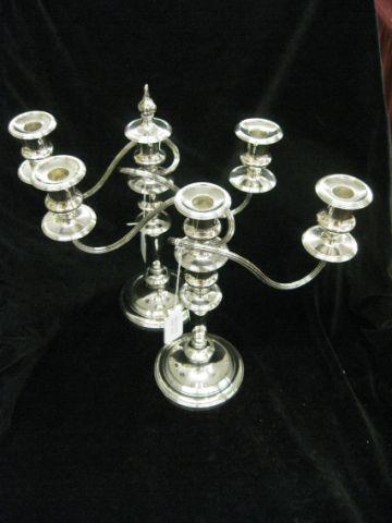 Appraisal: Barker-Ellis Silverplate Candleabra triple sconce convertible early shell mark excellent