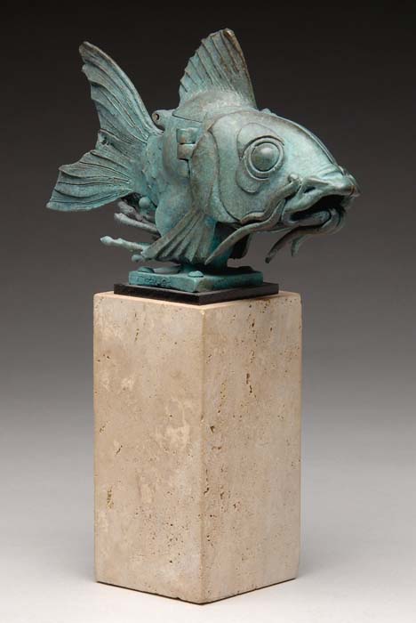 Appraisal: THEODORE T GALL American th Century METAMORPHIC FISH Blue green