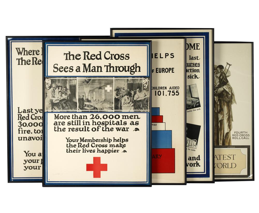 Appraisal: FIVE REPRODUCTION RED CROSS POSTERSeach modern digital print comprising Still