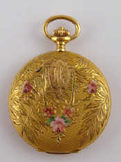 Appraisal: A carat gold and enamel full hunter Longines lady's fob