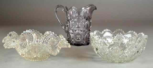 Appraisal: Pcs Pressed Bowls and PitcherTo include two clear glass bowls