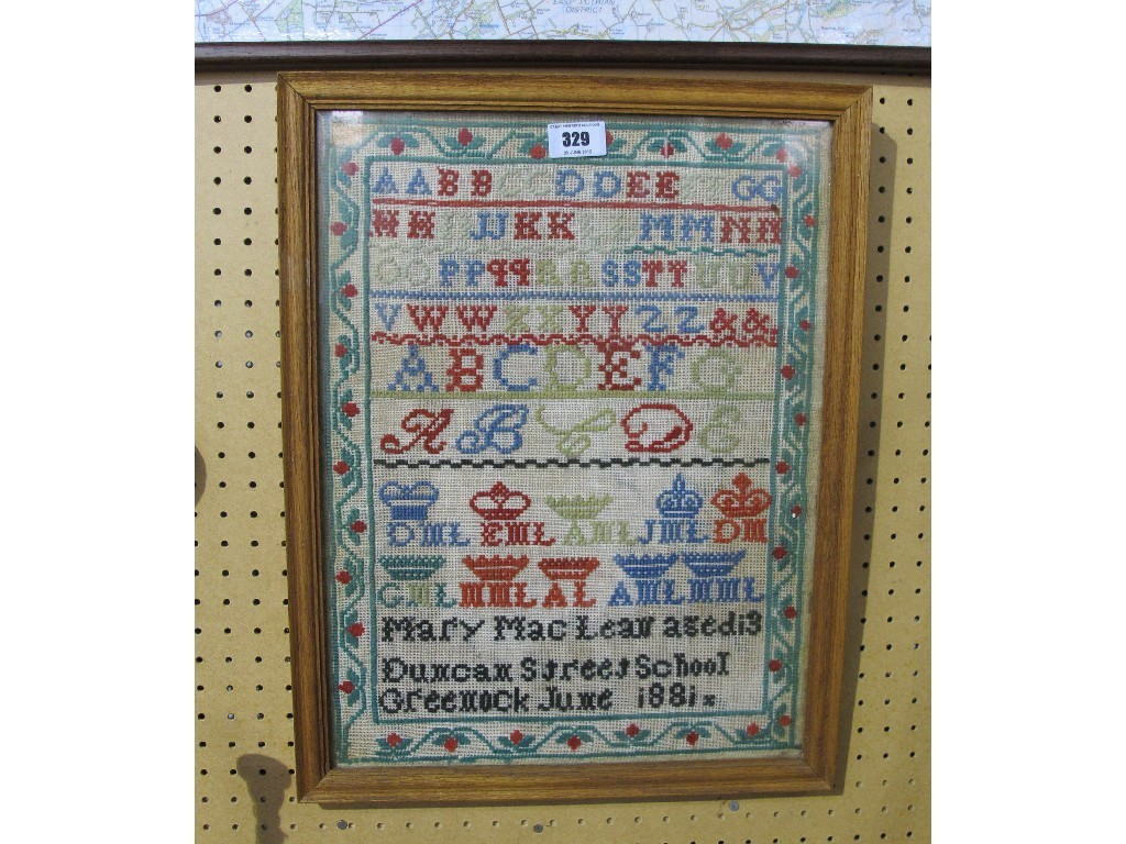 Appraisal: A framed sampler dated