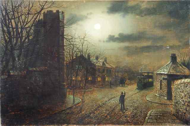 Appraisal: CIRCLE OF J ATKINSON GRIMSHAW - Norman Arch Bradford oils