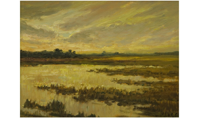 Appraisal: Marcel Vaes - Belgium Painter Titled Flemish Moor Oil on