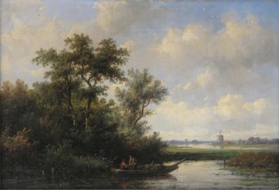 Appraisal: Anthonie Jacobus Van Wyngaerdt Dutch - Rustics in a boat