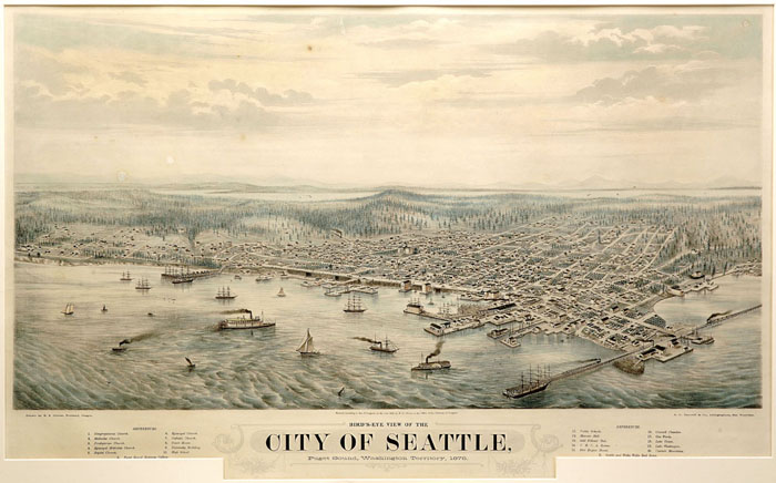 Appraisal: BIRD'S EYE VIEW OF THE CITY OF SEATTLE PUGET SOUND