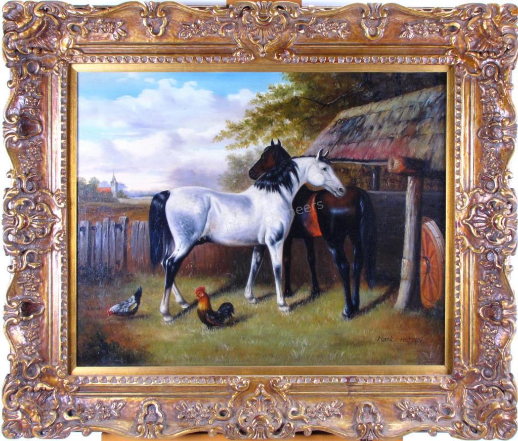 Appraisal: A decorator oil painting signed Mark Maron depicting horses and