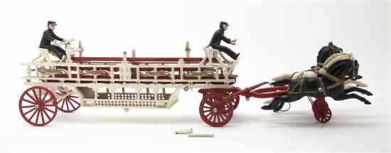 Appraisal: A Cast Iron Model of a Horse Drawn Ladder Wagon