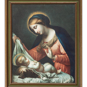 Appraisal: Italian School Late th Century Madonna and Child watercolor on