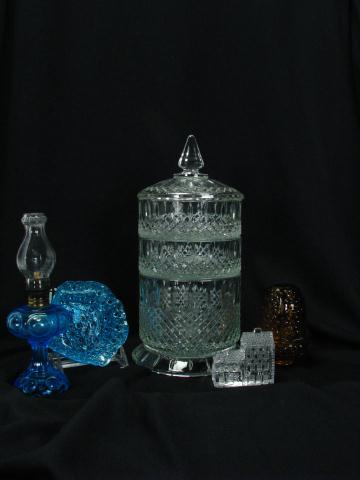 Appraisal: Group of Vintage and Antique Glass including '' lidded pressed