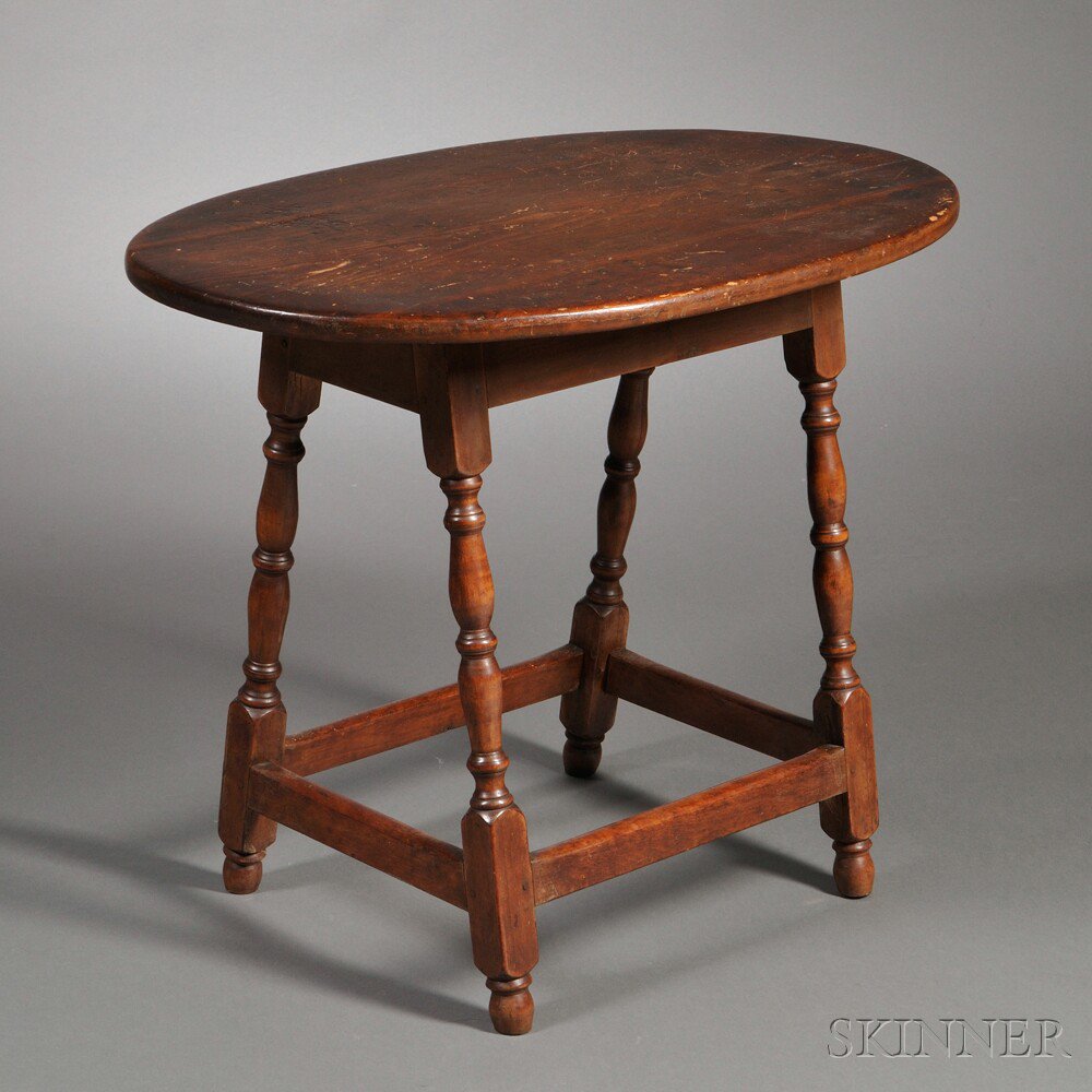 Appraisal: Turned Maple and Pine Oval-top Tea Table New England th