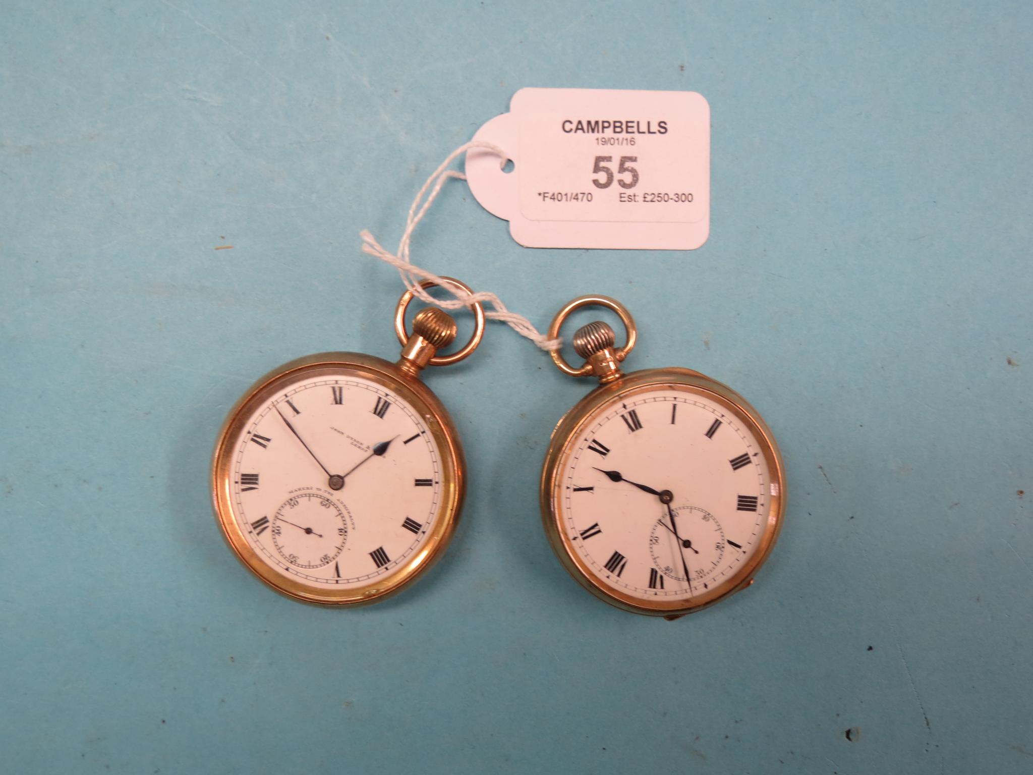 Appraisal: Two ct gold pocket watches one signed Dyson Leeds subsidiary