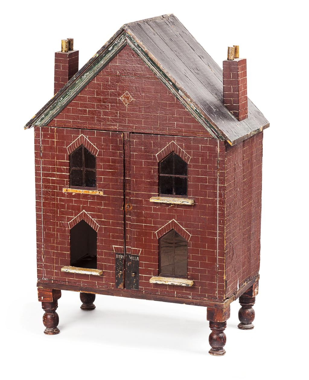 Appraisal: VICTORIAN PAINTED WOOD DOLL'S HOUSE MID TH CENTURY modelled as