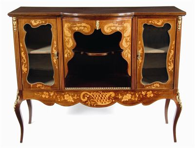 Appraisal: A late th century mahogany and marquetry bowfront side cabinet