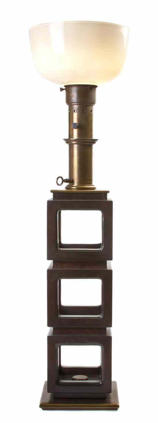 Appraisal: An American Mahogany Lamp Stiffel having a repeating pierced square