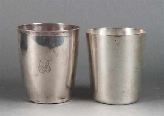 Appraisal: Two Continental silver cups th century comprising one with Lisbon