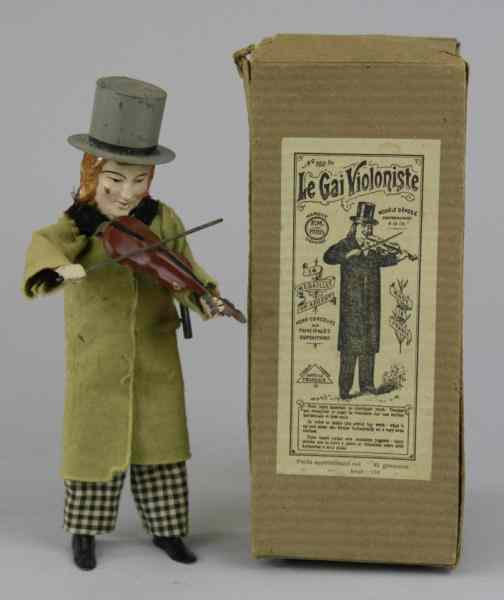 Appraisal: FERDINAND MARTIN BOXED VIOLINIST TOY France c cloth dressed hand