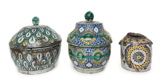 Appraisal: Sale Lot Three Islamic Faience Vessels th century with repairs